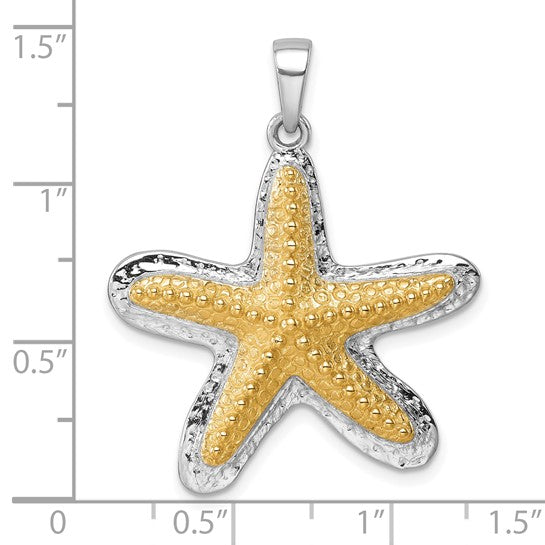 Sterling Silver 14K Gold Start Fish Two Tone Seal Pendant