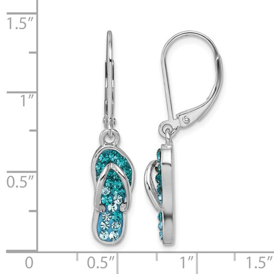 Sterling Silver Crystal Flip Flop Earrings