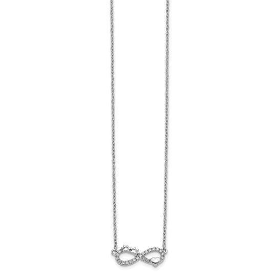 14K White Gold Dog Paw & Heart Diamond Infinity Charm & Necklace
