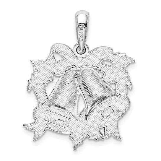 Sterling Silver Christmas Holly Bells Pendant