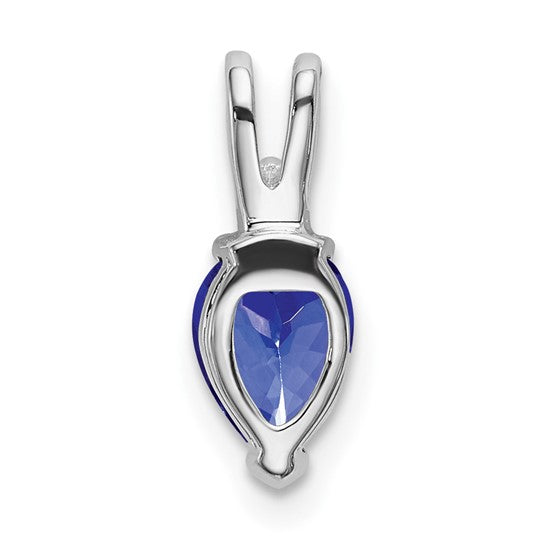 14K White Gold Pear Shaped Natural Tanzanite & Diamond Pendant