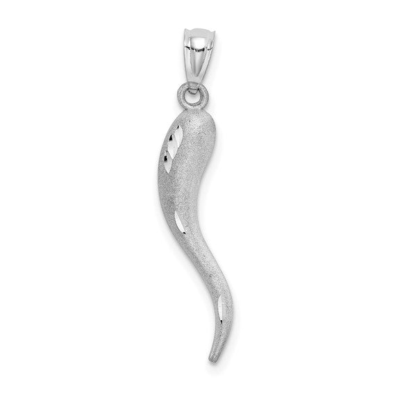 10K/14K Yellow/White Gold Diamond Cut Italian Horn Pendant