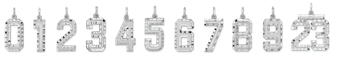 While Gold Over Sterling Silver Diamond Cut Jersey Number Pendant 0-99