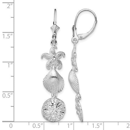 Sterling Silver Three Tier Sea Life Earrings