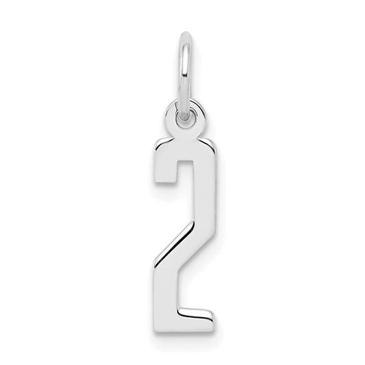 White Gold Over Sterling Silver Small Polished Number Charms 0-99