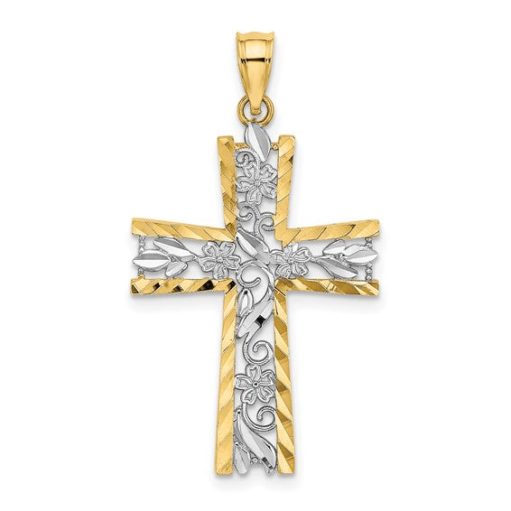 Two Tone Latin Cross Rose 14K/10K Gold