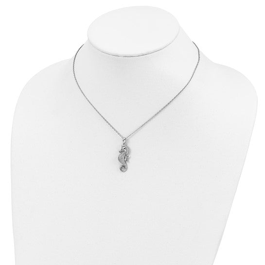 Sterling Silver Moissanite Seahorse Necklace & Pendant