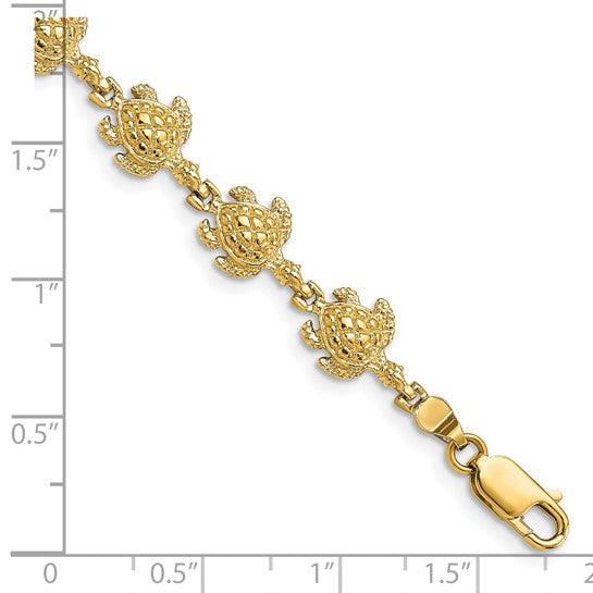 14K Yellow Gold Sea Turtle 8.5" Bracelet