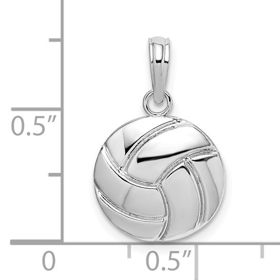 Sterling Silver White Gold Plated Volleyball Pendant