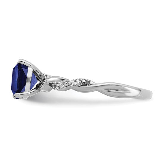 Sterling Silver Square Solitaire Lab Grown Sapphire Ring