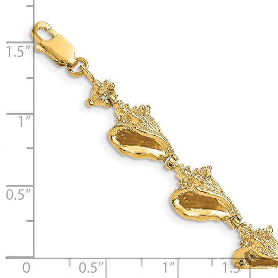 14K Yellow Gold 3D Conch Shell Bracelet