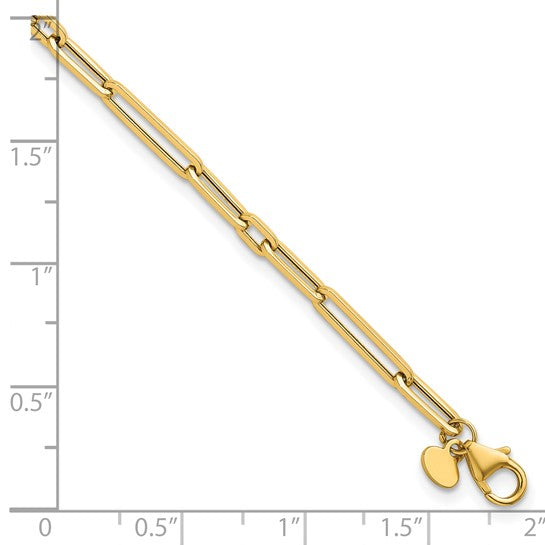 14K Yellow Gold Large Link Small Link Paperclip Bracelet