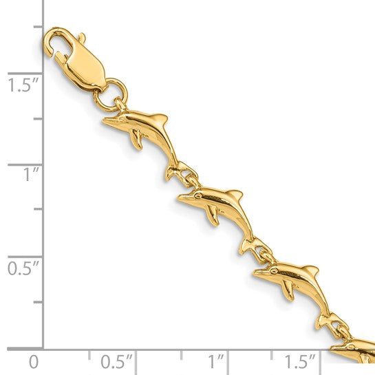 14K Yellow Gold Dolphin Bracelet