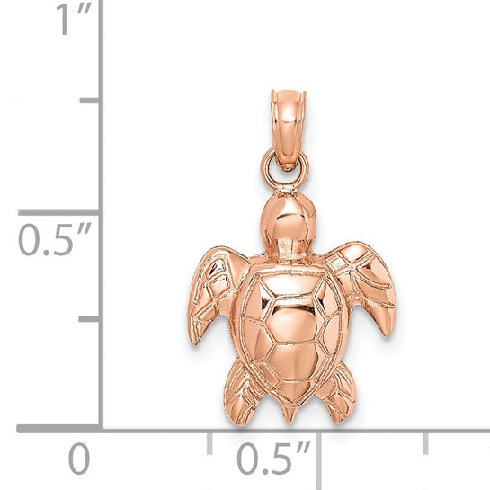 14K Rose Gold Sea Turtle Pendant