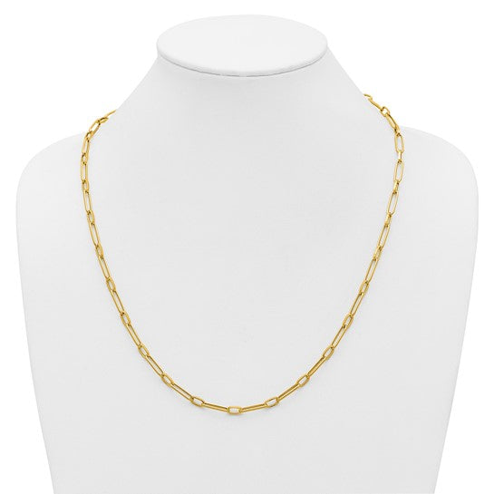 14K Yellow Gold Long & Short Paperclip Necklace Chain