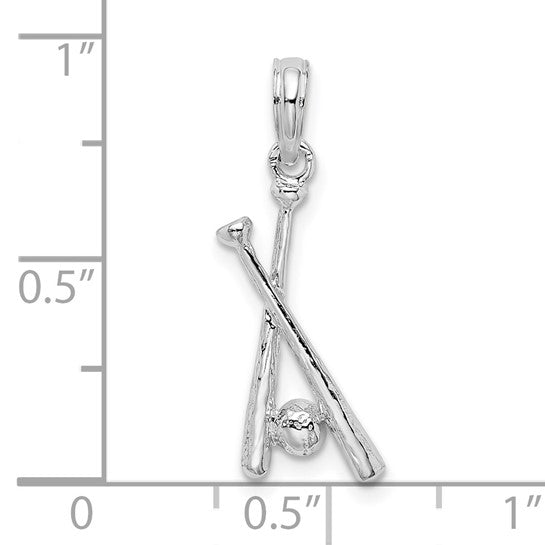 Sterling Silver Baseball Softball Bat Pendant