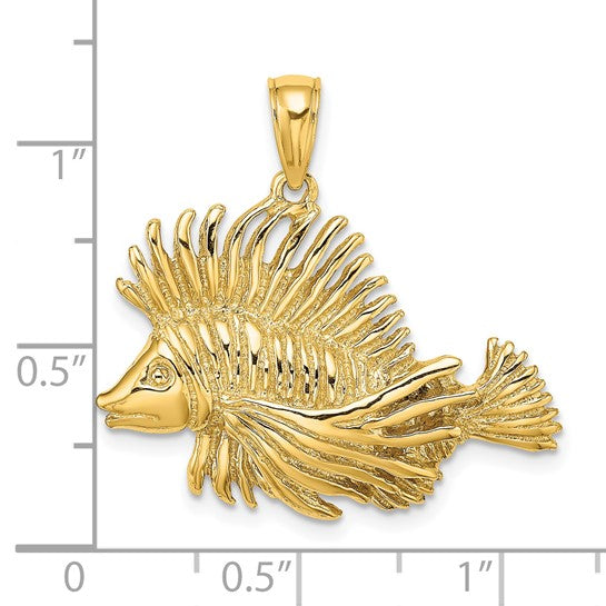 14K Yellow Gold Lion Fish Pendant