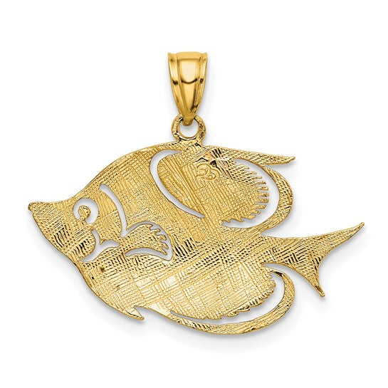 10K Yellow Gold Banner Fish Pendant