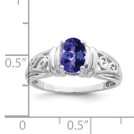14K White Gold .8 Carat Natural Tanzanite Cut Out Ring