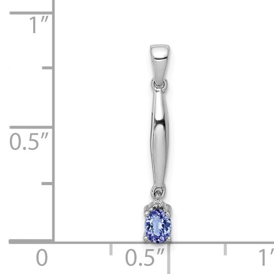 14K White Gold Natural Tanzanite & Diamond Dangle Pendant
