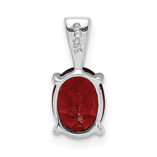 Sterling Silver 1.3 Carat Oval Solitaire Natural Garnet Pendant