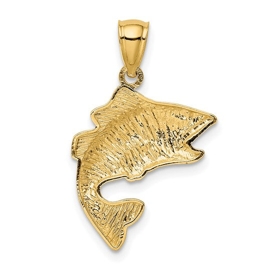 10K Yellow Gold Bash Fishing Pendant