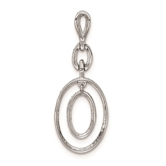 White Gold Filled Sterling Silver Double Circle Diamond Pendant
