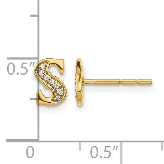 14K White/Yellow Gold Diamond Accent Initial Letters Earrings