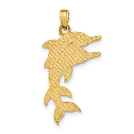 10K Yellow Gold Double Dolphin Pendant