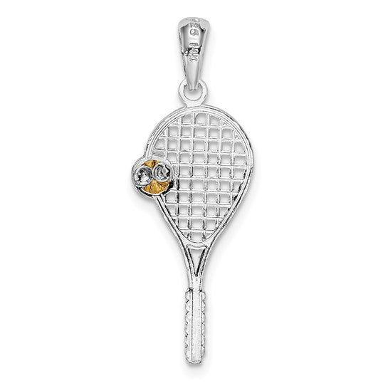 Sterling Silver 14K Gold Two Tone Tennis Racquet