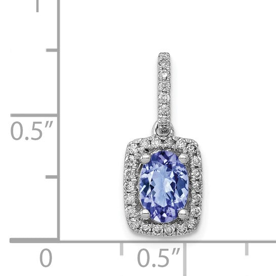 14K White Gold 1 Carat Natural Tanzanite S1uare Stone With Diamond Halo