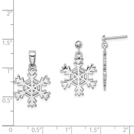 White Gold Filled Sterling Silver Snowflake Earrings