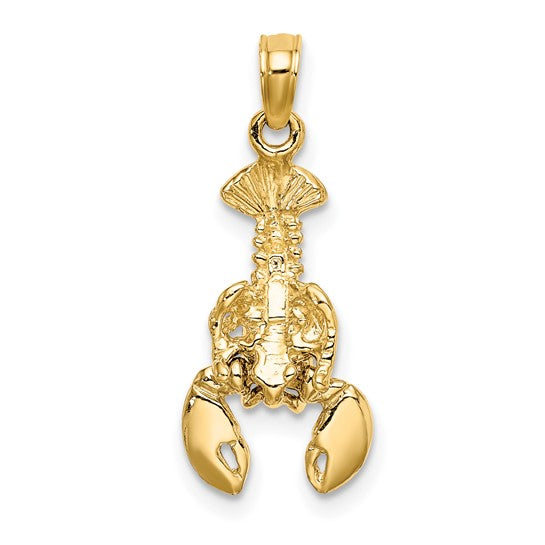 10K Yellow/White Gold Two Tone 3D Moveable Lobster Pendant