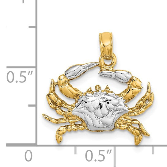 14K Yellow/White Gold Two Tone Stone Crab Pendant