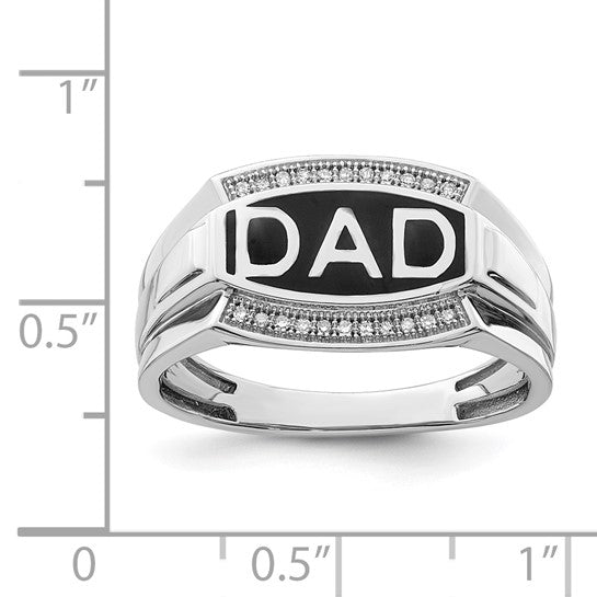 White Gold Filled Sterling Silver Diamond Dad Men's Ring