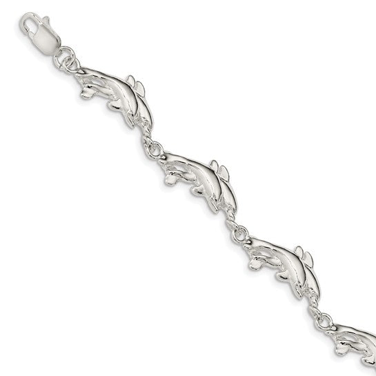 Sterling Silver Swimming Dolphin Bracelet