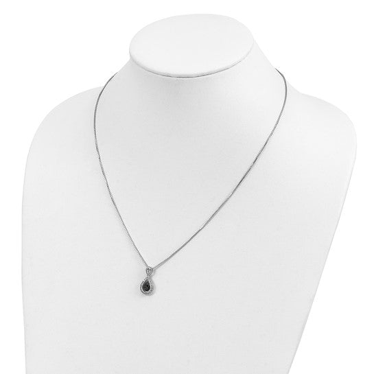 White Night White Gold Filled Sterling Silver Drop White & Black Diamond Necklace & Pendant Set (Copy)