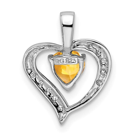 Sterling Silver Gold Plated Natural Citrine Heart Pendant