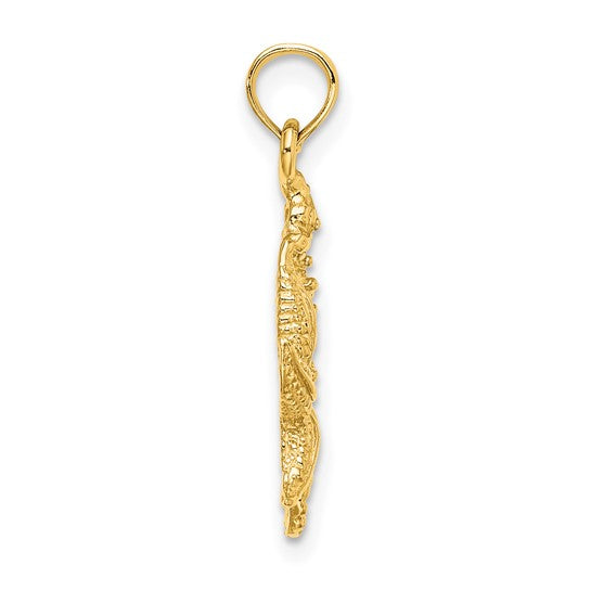 10K Yellow/White Gold Two Tone Sea Horse Pendant