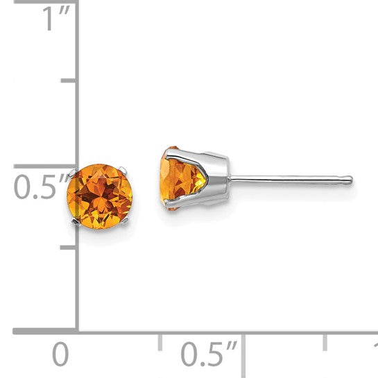 14K Yellow/White Gold .5 Carat Round Cut Natural Citrine Stud Earrings