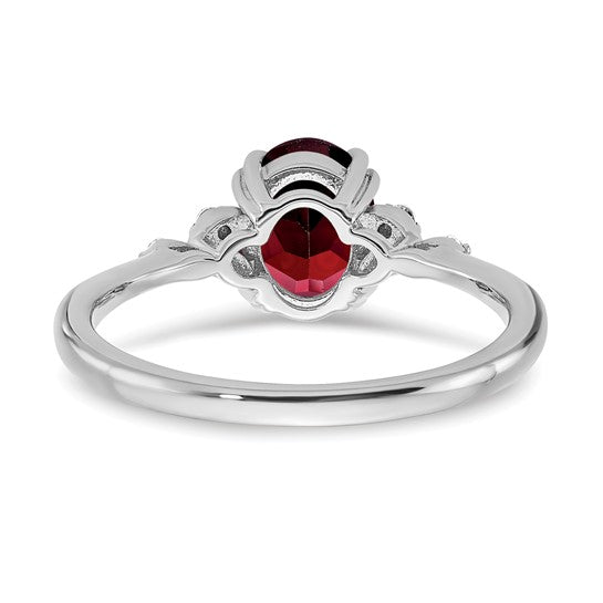 Sterling Silver 1.25 Carat Natural Garnet & Diamond Victoria Ring