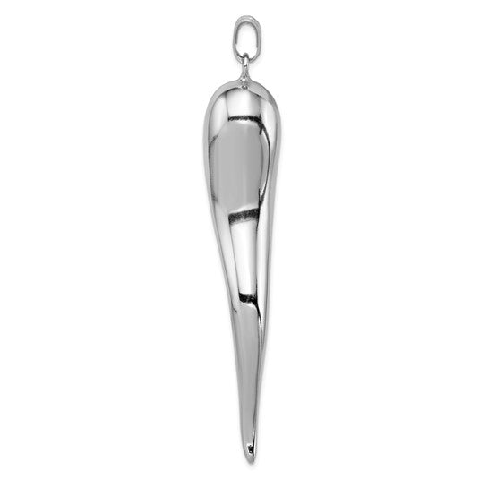 White Gold Filled Sterling Silver Large Italian Horn Pendant