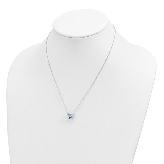 White Gold Filled Sterling Silver 2.5 Carat Square Blue Topaz Chain & Pendant Set