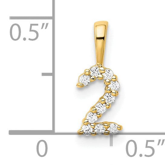 14K Yellow/White/Rose Gold & Natural Diamond Number Pendant Numbers 0-9