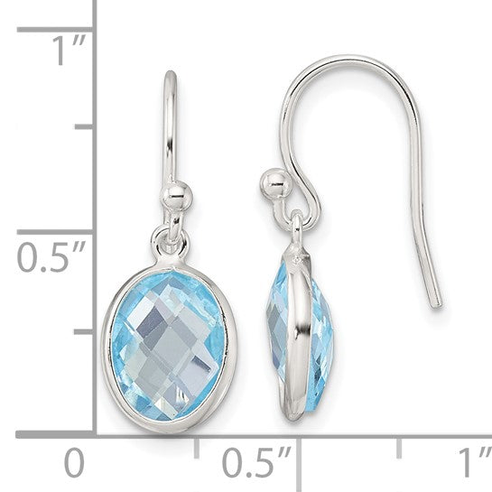 Sterling Silver 4.25 Carat Blue Topaz Bezel Earrings