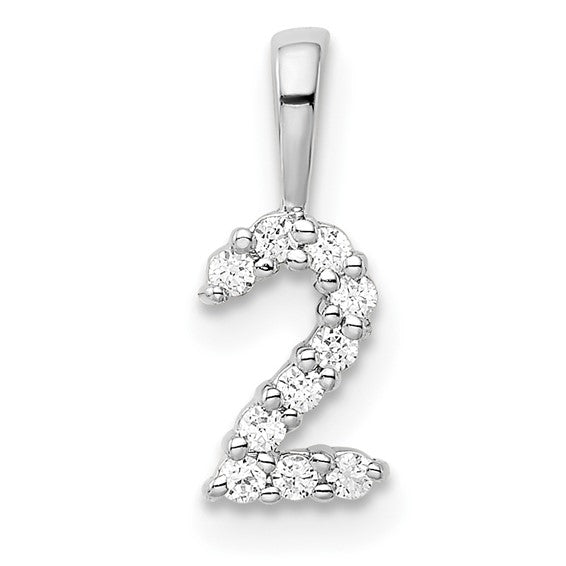 14K Yellow/White/Rose Gold & Natural Diamond Number Pendant Numbers 0-9