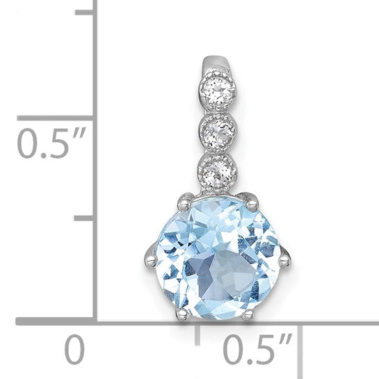 White Gold Filled Sterling Silver Blue/White Topaz Pendant