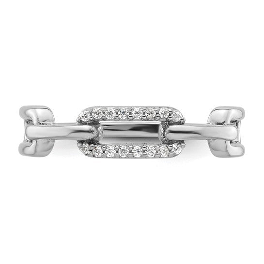 White Gold Filled Sterling Silver CZ Pave Paperclip Ring