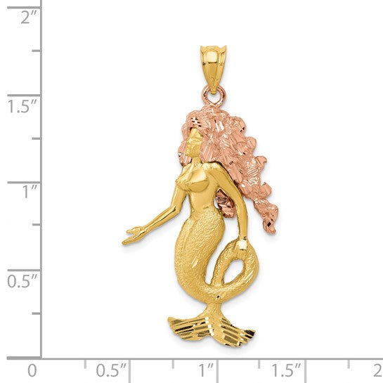 14K Yellow/Rose Gold Two Tone Mermaid Pendant