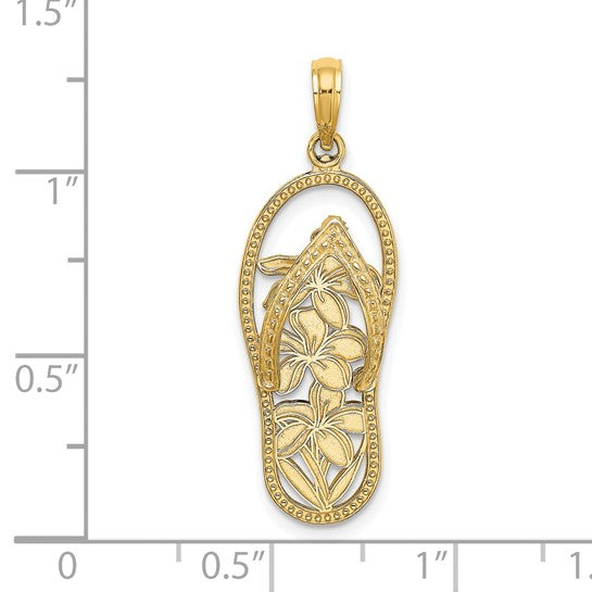 14K Yellow Gold Flip Flop Pendant